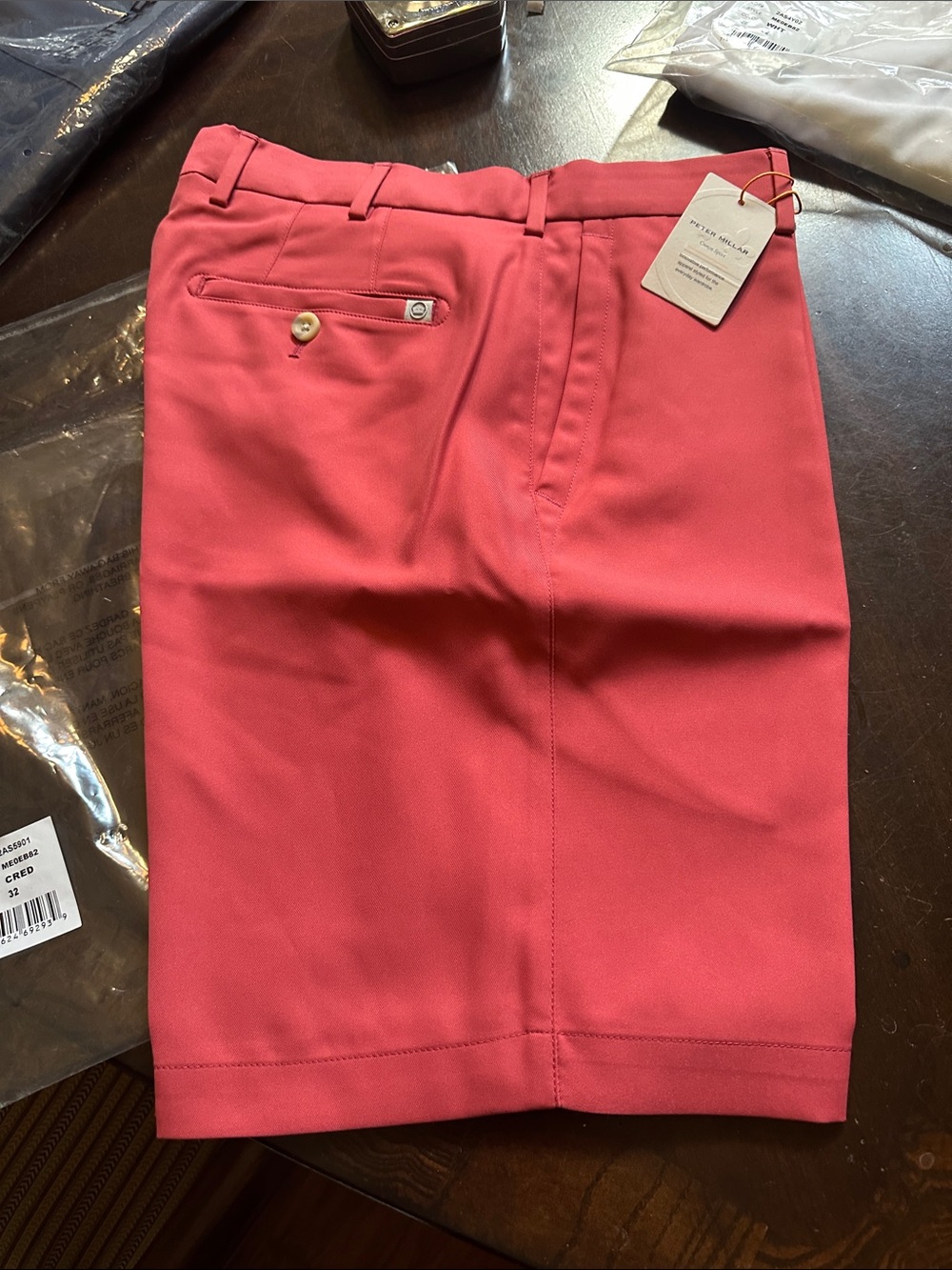 New NWT Peter Miller Coral Red Crown Sport Shorts Golf 32”
